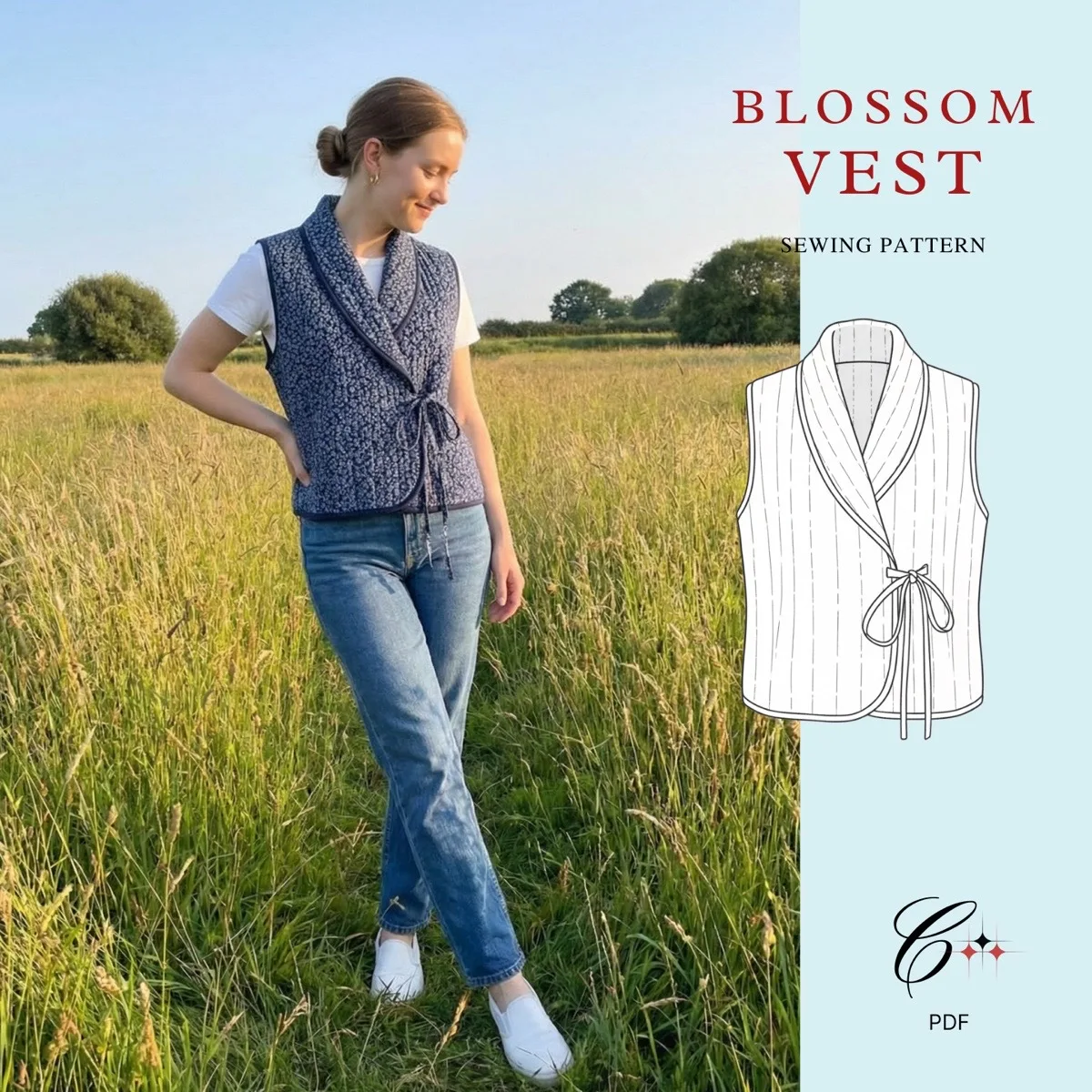 Blossom Quilted Vest Sewing Pattern — get the full pattern on Etsy